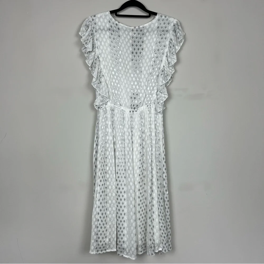 NWT ANTHROPOLOGIE RAGA WHISKED AWAY SURPLICE DRESS IN SILVER WHITE SIZE SMALL - Picture 11 of 15